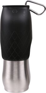 Dehner Hundetrinkflasche Travel, auch als Napf, 600 ml, Edelstahl, schwarz