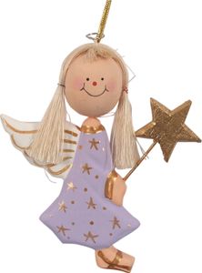Schutzengel, Weihnachtsengel, Christbaumschmuck - 7, Mehrfarbig, Farbe: Lila, 10*8*1,5 cm