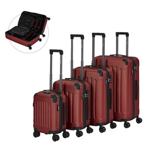 AREBOS Reisekoffer 4er Set Klassische Koffer ABS-Hartschale Trolley Kofferset Teleskopgriff Inkl. Reißverschluss-Schloss, 360° Rollen  S-M-L