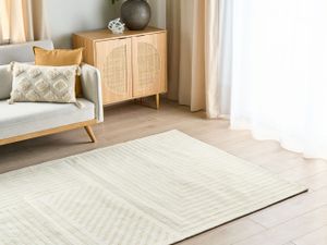 BELIANI Teppich Beige aus Wolle 160 x 230 cm Rechteckig Gestreiftes Muster für Wohnzimmer Schlafzimmer Flur
