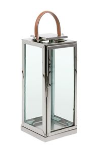 Fink ZAMBIA Laterne vernickelt mit Ledergr. 30x31 H80cm 127243