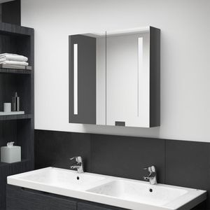 CLORIS Spiegelschrank Badschrank Badspiegel mit LED Beleuchtung Glänzendes Grau 62x14x60 cm