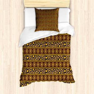 ABAKUHAUS afrikanisch Mantele, Leopard-Haut-Verzierungen, Milbensicher Allergiker geeignet mit Kissenbezügen, 135 cm x 200 cm - 80 x 80 cm, Umbra Braun Marigold