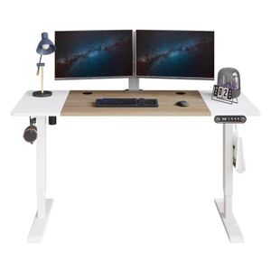 Hilodesk Höhenverstellbarer Schreibtisch Elektrisch - Sitz-Stehpult für Büro & Home-Office, Memory-Funktion mit 4 Höhen, Rollen, 160 x 76cm, Weiß