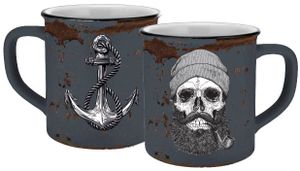 Tasse Sailor Skull Emaille-Optik 400ml