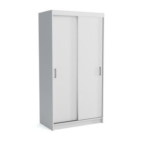 110 cm Schiebetürenchrank Niko zweitürig Kleiderschrank für Schlafzimmer Garderobenschrank, Farbe: Weiß