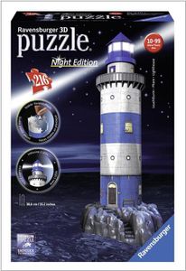 Ravensburger 12577 Ravensburger Leuchtturm bei Nacht 3D-Puzzle 216 Teile