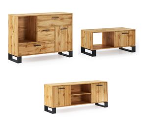 Skraut Home - Loft Set mit Buffet/Sideboard, Couchtisch, TV-Schrank, Beistellmöbel, Wohnzimmermöbel