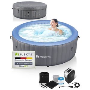 Juskys Whirlpool Palmira für bis zu 6 Personen - Outdoor Indoor Pool aufblasbar & rund - Grau