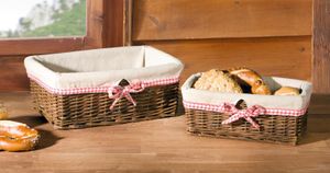 2x Füllkorb "Karoschleife" aus Weide mit Textileinlage, Brotkörbchen