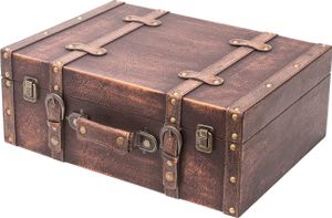 HMF VKO103 Holzkoffer im Vintage-Design, Klassik, 44 x 32 x 16 cm