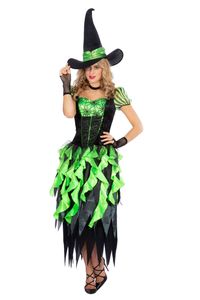Hexenkostüm Hexe Kostüm Zauberin Waldhexe Witch Hexen Halloween Damen Karneval 36/38