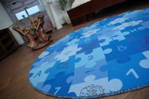 Teppich kreis PUZZLE blau  Blau rund 100 cm