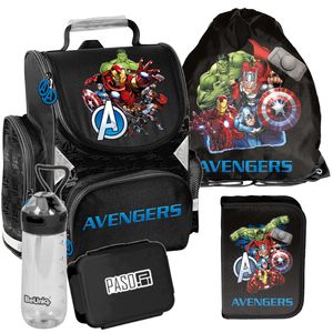 Schulrucksack Mädchen Jungen Motiv AVENGERS 5 T Set Rucksack, Federmäppchen, Schuhbeutel, Trinkflasche, Frühstückstasche Mega-Set Paso marvel Schulrucksack Mädchen Jungen Motiv AVENGERS 5 T Set Rucksack, Federmäppchen, Schuhbeutel, Trinkflasche, Frühstückstasche Mega-Set Paso marvel