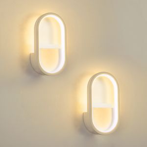 Heilmetz Wandleuchte 15W LED Wandlampe mit 3 Lichtfarben(3000K-6000K) Weiß Innen Modern Stil für Wohnzimmer Schlafzimmer Treppenhaus Flur (2 Stück)