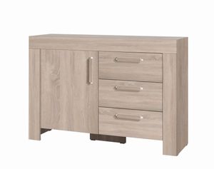 Furniture24 Kommode 120/85/42 cm CEZAR 11 Schrank Wohnzimmerschrank Schubladneschrank 1 Tür 3 Schubladen Sonoma Eiche