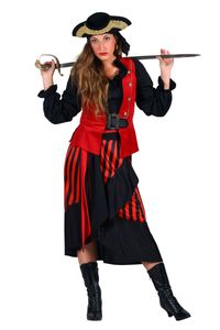 Damen Kostüm Piratin Kleid schwarz rot Karneval Fasching Gr. XL
