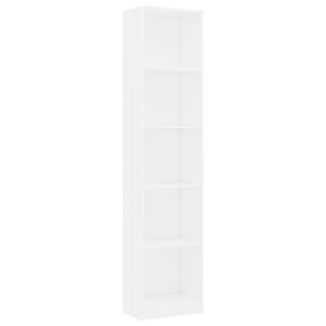 vidaXL Bücherregal 5 Fächer Weiß 40x24x175 cm Holzwerkstoff