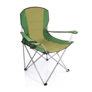 BigDean Komfort Campingstuhl in grün mit Tragetasche & Getränkehalter – großer Klappstuhl 83 x 95 cm