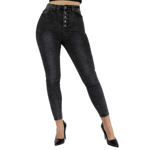 Giralin Damen Jeans Casual High Waist 5-Pocket-Style Hose 837403 Grau 36 / S