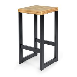 Barová stolička Bistro Stool Industrial Design Loft Steel Restaurant Solid H 60 cm (dub, čierna)
