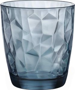 Bormioli Rocco Diamond Ocean Blue Acqua Tumbler, Trinkglas, 305ml, Glas, blau, 6 Stück