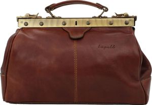 bupell Arzttasche Davide  aus pflanzlich gegerbtem Leder - Handgefertigt in Italien - Hebammentasche Doktortasche   Marrone (Braun)