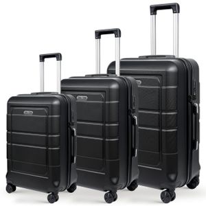 Mofut Kofferset 3tlg, Hartschale Reisekoffer ABS+PC, Trolley Handgepäck mit 4 Rollen und TSA Schloss(M-L-XL)