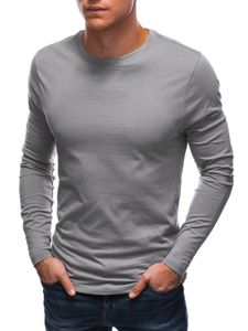 Ombre Herren Pullover Basic Langarm Sweatshirt aus 100% Baumwolle S-XXL L148, Grau M