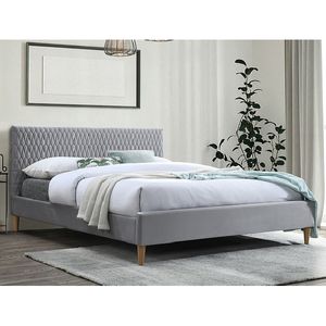 Čalúnená manželská posteľ NEVIO - 160x200 cm, svetlo šedá