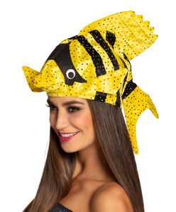 B99942 gelb-schwarz Damen Herren Fisch Mütze Kappe Hut