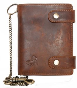 Pánská peněženka FLW z přírodní kůže s kovovým řetízkem a škorpionem