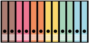 Wallario Ordnerrücken Sticker, selbstklebend für schmale Ordner, 12 Stück, Motiv Regenbogen in Pastelltönen