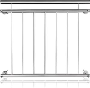 Sessamen-LP Französischer Balkon Edelstahl Geländer 100 x 90 cm Terrassengeländer mit 7 Füllstäben, Balkongeländer Stabgeländer Balkonbrüstung Balkongitter Fenstergeländer Außen Fenstergitter Fensterschutz
