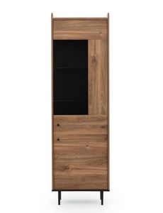 FURNIX Designer Vitrine Hochvitrine VASINIE Highboard mit 2 Türen Brandy-Castello-Holz Loft Design