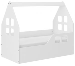 iGLOBAL Hausbett Kinderbett in Haus-Form, 144 x 74 x 120 cm, hochelastische Schaumstoff-Matratze 140 x 70 cm, Rausfallschutz rechtsseitig