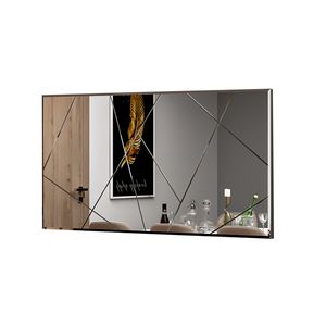 Spiegel Eilish asymmetrisches Design, Wandspiegel rahmenlos, Dekospiegel mit Muster im Glas, Flurspiegel rechteckig, 120x60cm, 6740