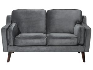 Sofa Grau Samtstoff 2-Sitzer Retro Minimalistisch Wohnzimmer