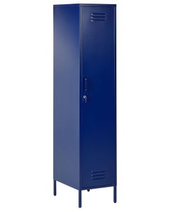 BELIANI Metallschrank Blau Stahl 185cm Hoch Modern mit Abschließbarer Tür Kleiderstange 2 Türhaken 5 Fächern Wohnzimmer Schlafzimmer Flur Büro Archiv