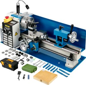 VEVOR Mini Drehmaschine 550 W, Metall Mini Drehmaschine Max. 2500 U / Min, Metallbank Drehmaschine, Metall Mini Drehmaschine, Tischdrehmaschine, Gewinde 12-52 TPI, Mini Drehbank metall, Zubehör Inkl.