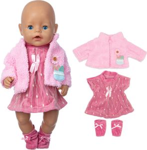 Puppenkleidung 43-48 cm, Puppenkleidung für Baby Puppen, Puppenkleider Set, Baby Puppenkleidung, Puppenzubehör mit Baby Langarm Bodys, Mütze, Socken