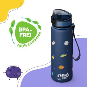 Schmatzfatz Auslaufsichere Trinkflasche Mit Strohhalm, 500 ml - BPA-freie Kindertrinkflasche Aus Tritan-Kunststoff, 1-Klick-Verschluss, Leicht Zu Reinigen, Gesundheitlich Unbedenklich, Bunt