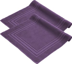 Komfortec Badvorleger Set 2 Teilig, Frottee Duschvorleger, Waschbar Duschmatte & Badteppich, 600 g/m² &100% Baumwolle, Saugfähig & Schnelltrocknend, 50 x 70 cm, Violett