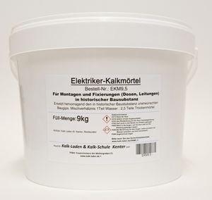 Elektriker-Kalk-Mörtel, ersetzt unerwünschten Baugips in historischer Bausubstanz, 9 kg im Eimer