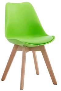 Design-Shop Stolička Borne V2 plast / koženka drevené nohy natura - Zelená