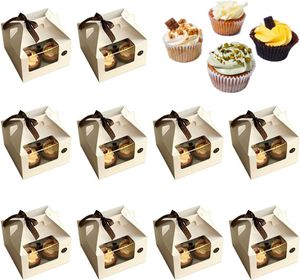 Cupcake-Boxen 4-Loch, weiße Cupcake-Geschenkboxen mit Fenster und Griff, Tortenschachteln für die Geburtstagsfeierdekoration