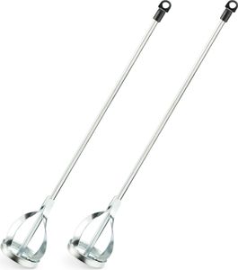 Navaris 2x Rührstab Bohrmaschinen Paint Mixer - Quirl 6x40cm aus Stahl 2er Set - Mörtelrührer für Farbe Lack Lasuren - Bohrmaschinen Farbrührer