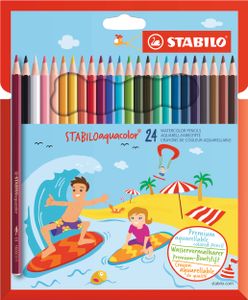 Aquarell-Buntstift - STABILO aquacolor - 24er Pack - mit 24 verschiedenen Farben