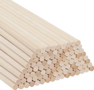 Belle Vous Holzstäbchen zum Basteln Natürlicher Holzstab Rund (100er Pack) 30cm Extra Lange Natürliche Rundholz 6mm Durchmesser Unbehandeltes Holz