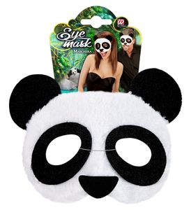 Panda-Augenmaske Tiermaske mit Plüsch weiss-schwarz